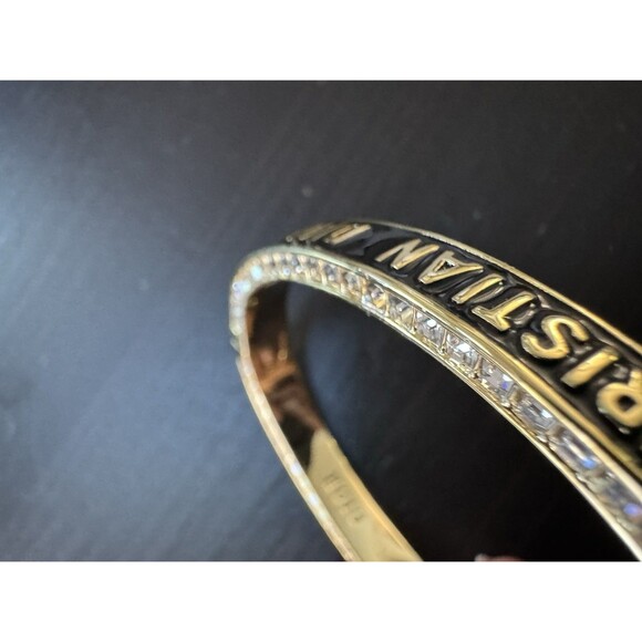 Christian Dior Night Code Black Lacquer M Crystal Edge Gold Finish Cuff Bangle - Picture 9 of 16